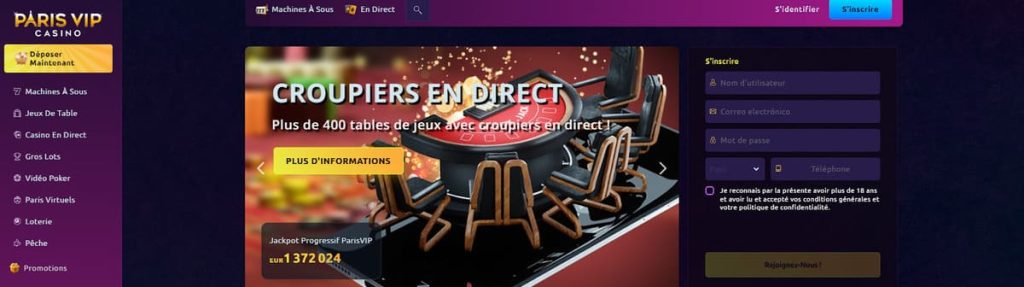 Paris VIP Casino page accueil